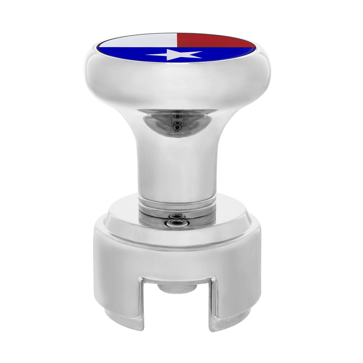 Thread-On Gearshift Knob With 13/15/18 Speed Adapter & Texas Flag Sticker - Chrome - Thumbnail 2