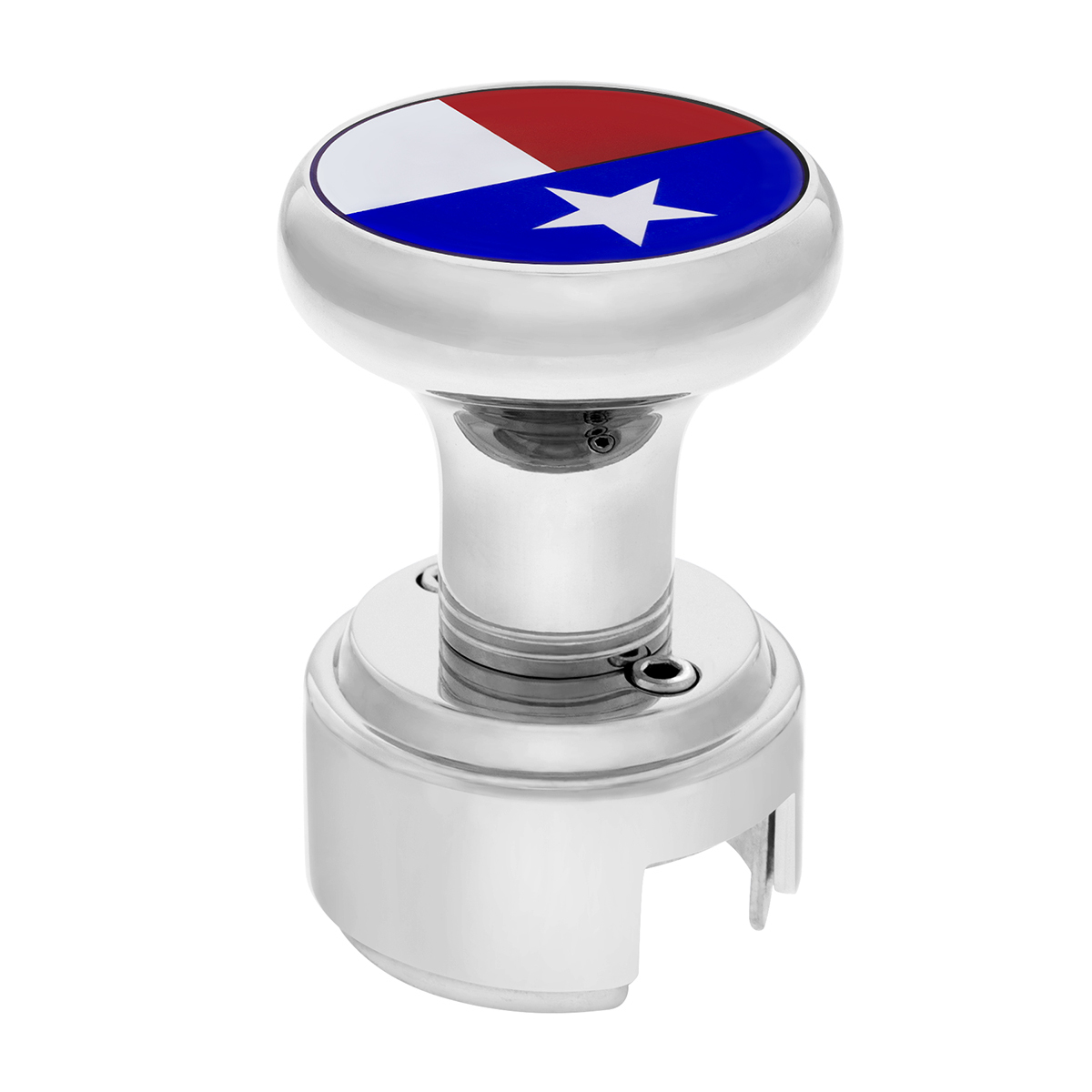 Thread-On Gearshift Knob With 13/15/18 Speed Adapter & Texas Flag Sticker - Chrome - Thumbnail 6