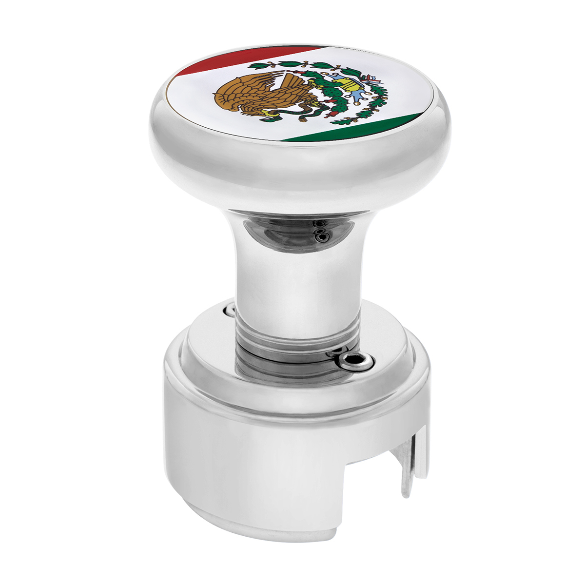 Thread-On Gearshift Knob With 13/15/18 Speed Adapter & Mexico Flag Sticker - Chrome - Thumbnail 6