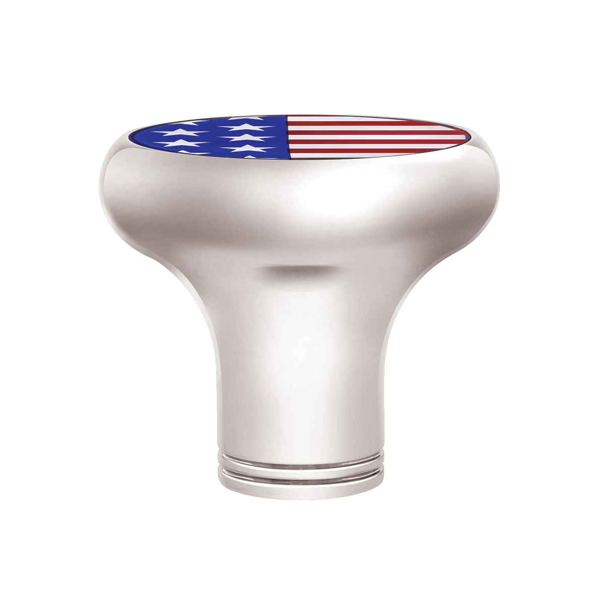 1/2"-13 Thread-On Gearshift Knob With USA Flag Sticker - Chrome - Thumbnail 2