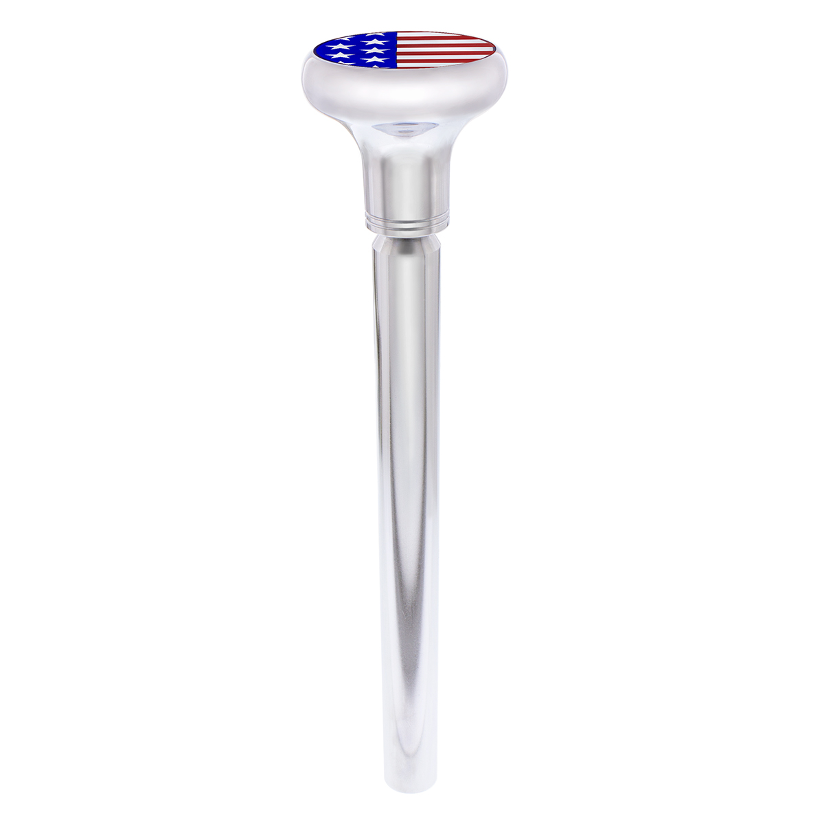 1/2"-13 Thread-On Gearshift Knob With USA Flag Sticker - Chrome - Thumbnail 4