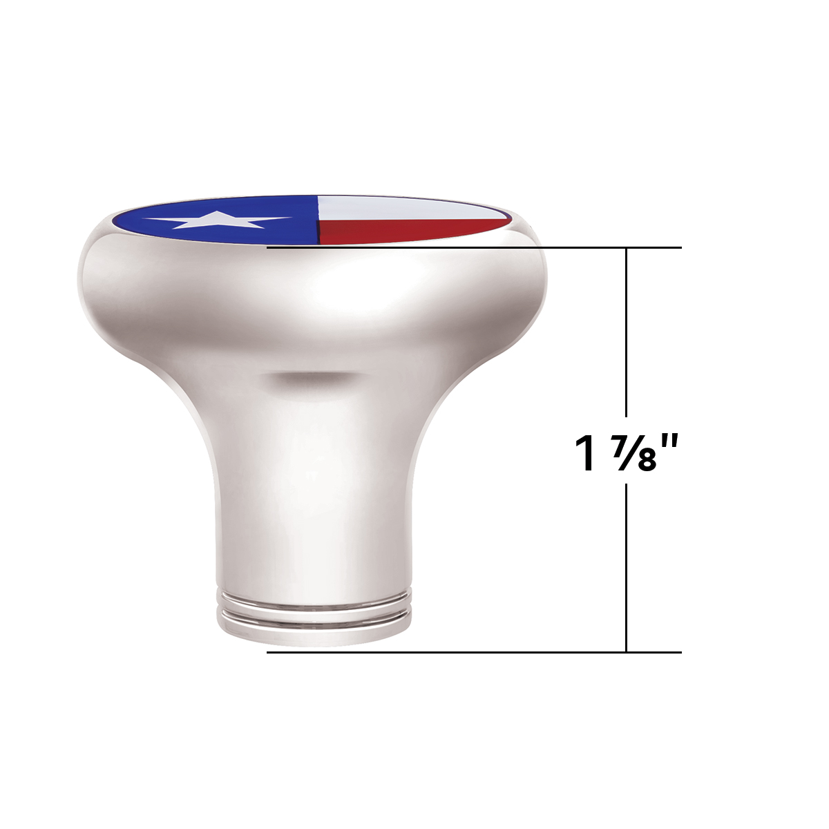 1/2"-13 Thread-On Gearshift Knob With Texas Flag Sticker - Chrome - Thumbnail 5