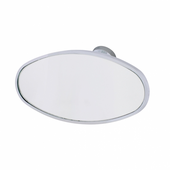 Oval Chrome Plated Aluminum Interior Rear View Mirror With Glue-On Mount - Thumbnail 2