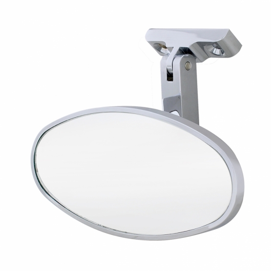 Oval Chrome Plated Aluminum Interior Rear View Mirror With Screw-On Mount - Thumbnail 3