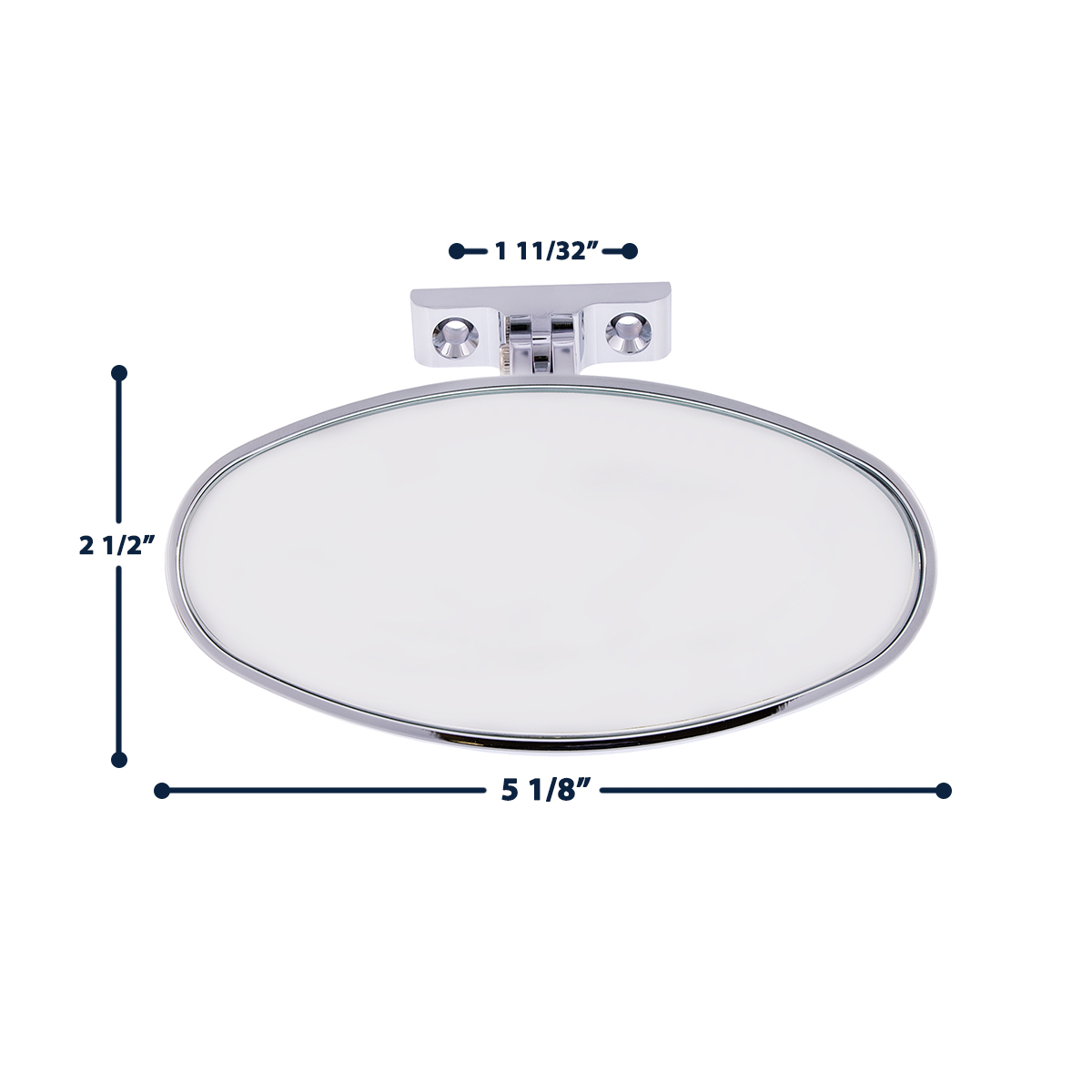 Oval Chrome Plated Aluminum Interior Rear View Mirror With Screw-On Mount - Thumbnail 6