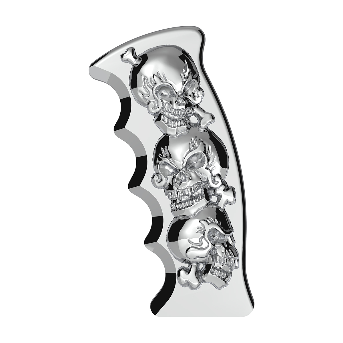 Thread-On Skulls Pistol Grip Gearshift Knob - Chrome - Thumbnail 2
