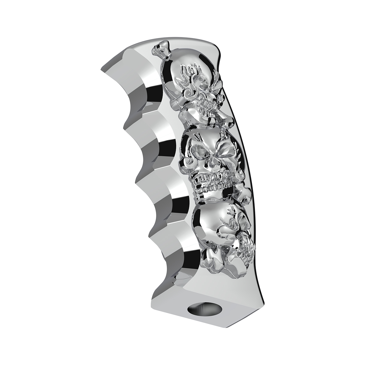 Thread-On Skulls Pistol Grip Gearshift Knob - Chrome - Thumbnail 4