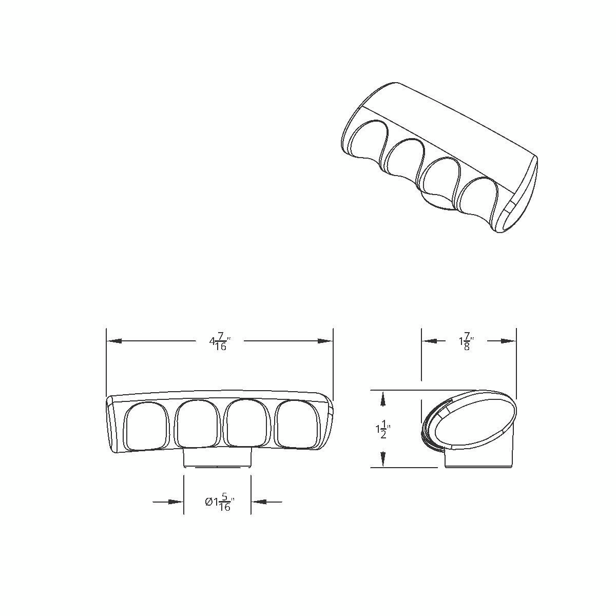 Thread-On T-Shape Gearshift Knob - Chrome - Thumbnail 7