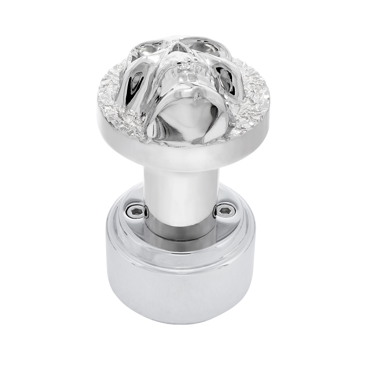 Skull Thread-On Shift Knob & Adapter For Eaton Fuller Style 9/10 Shifter - Chrome - Thumbnail 3