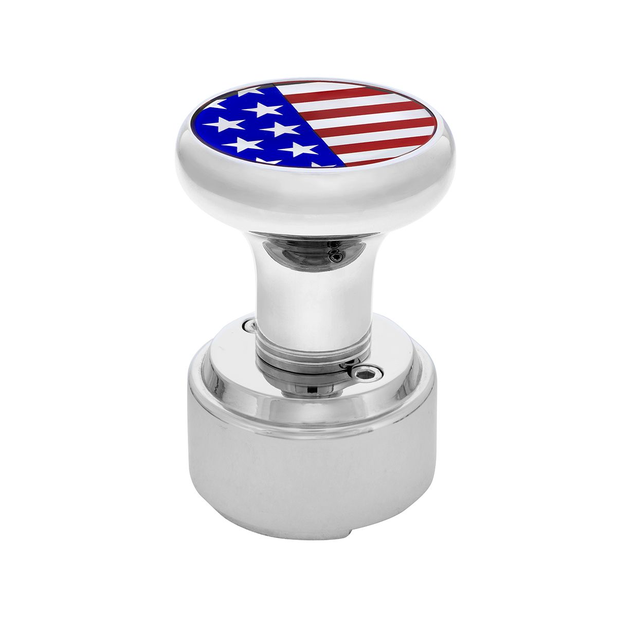Thread-On Gearshift Knob With 9/10 Speed Adapter & USA Flag Sticker - Chrome