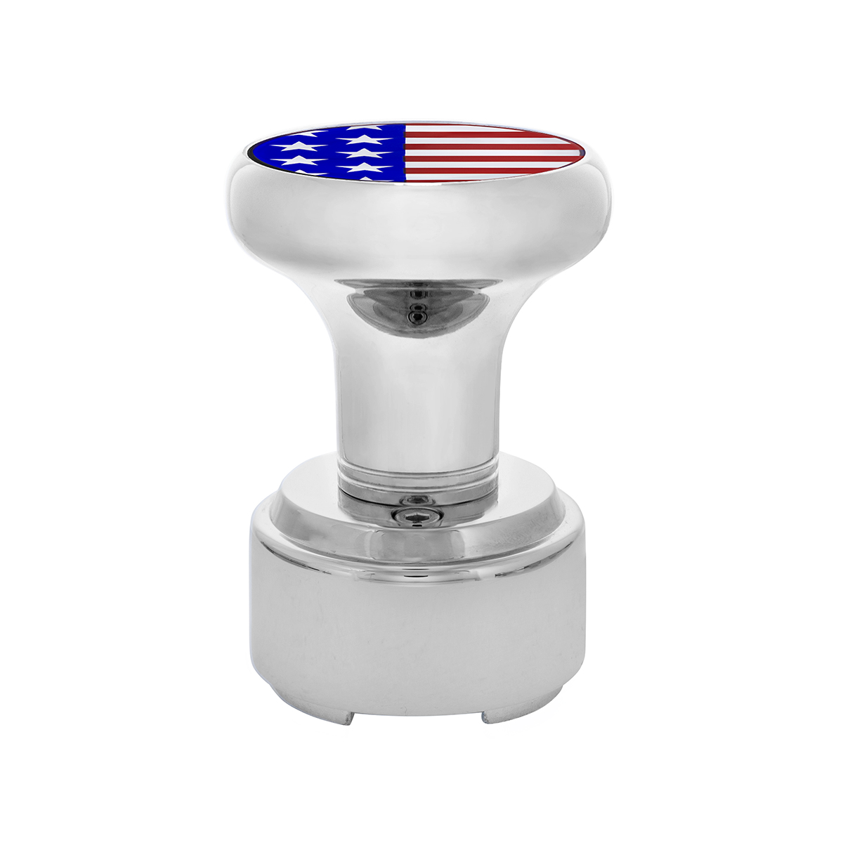 Thread-On Gearshift Knob With 9/10 Speed Adapter & USA Flag Sticker - Chrome - Thumbnail 2
