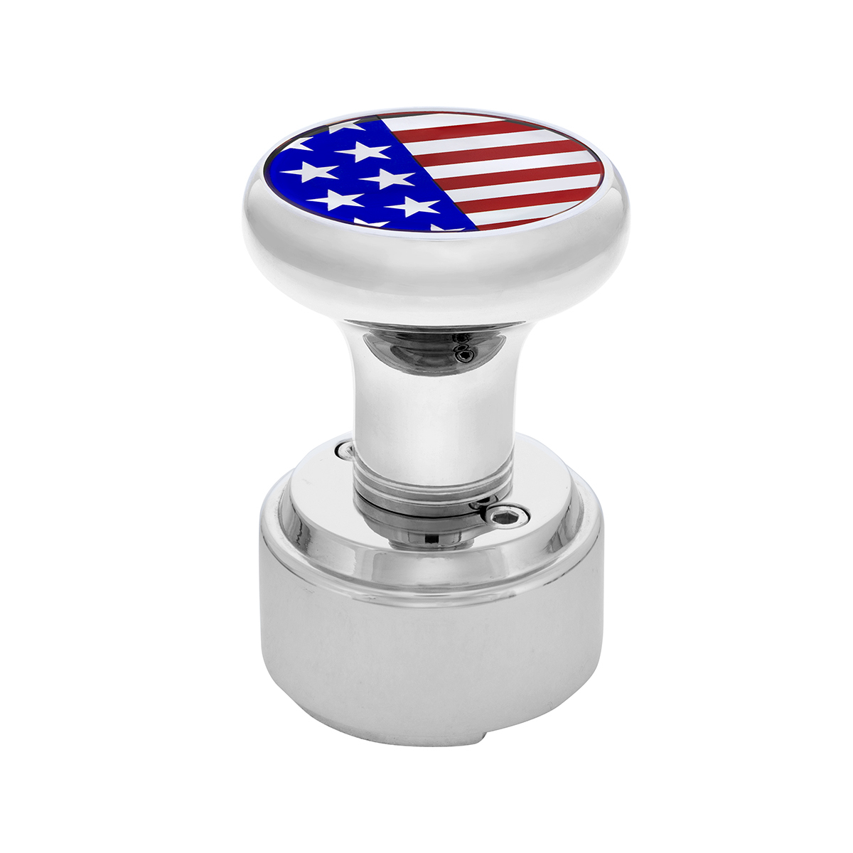 Thread-On Gearshift Knob With 9/10 Speed Adapter & USA Flag Sticker - Chrome - Thumbnail 5