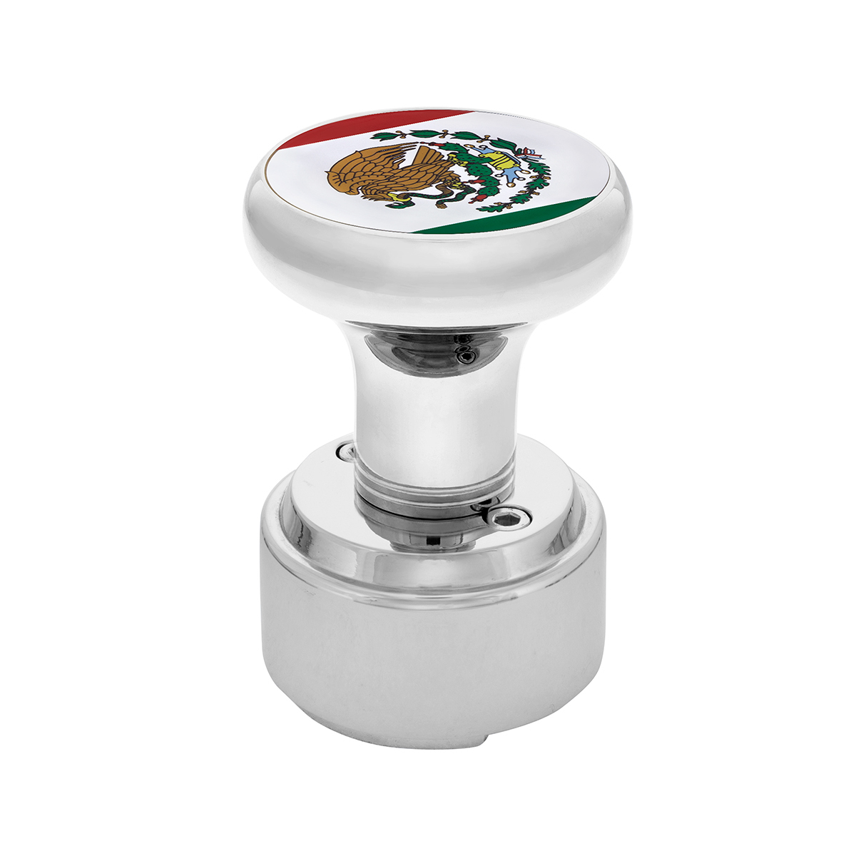 Thread-On Gearshift Knob With 9/10 Speed Adapter & Mexico Flag Sticker - Chrome - Thumbnail 5