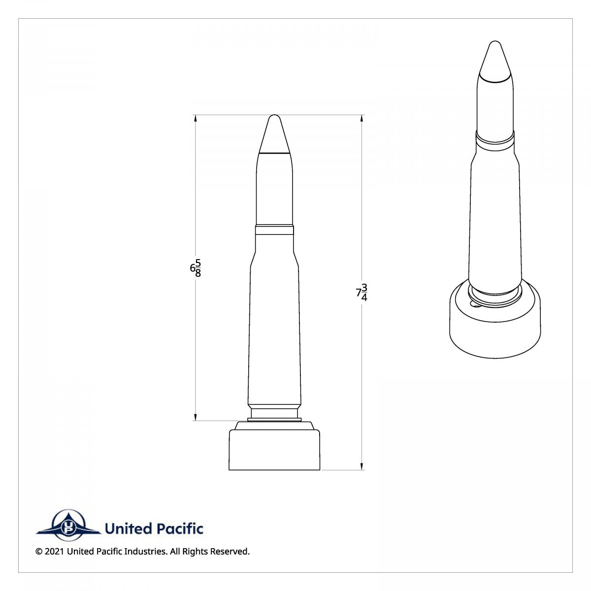 50 Caliber Bullet Style Thread-On Gearshift Knob With 9/10 Speed Adapter - Thumbnail 3