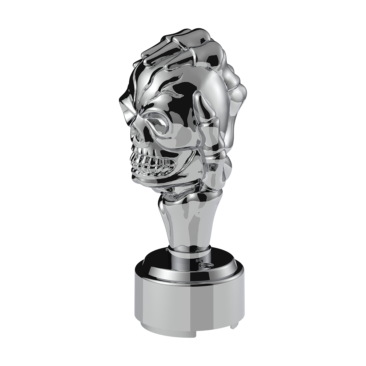 Thread-On Skull Gearshift Knob With 9/10 Speed Adapter - Chrome - Thumbnail 2