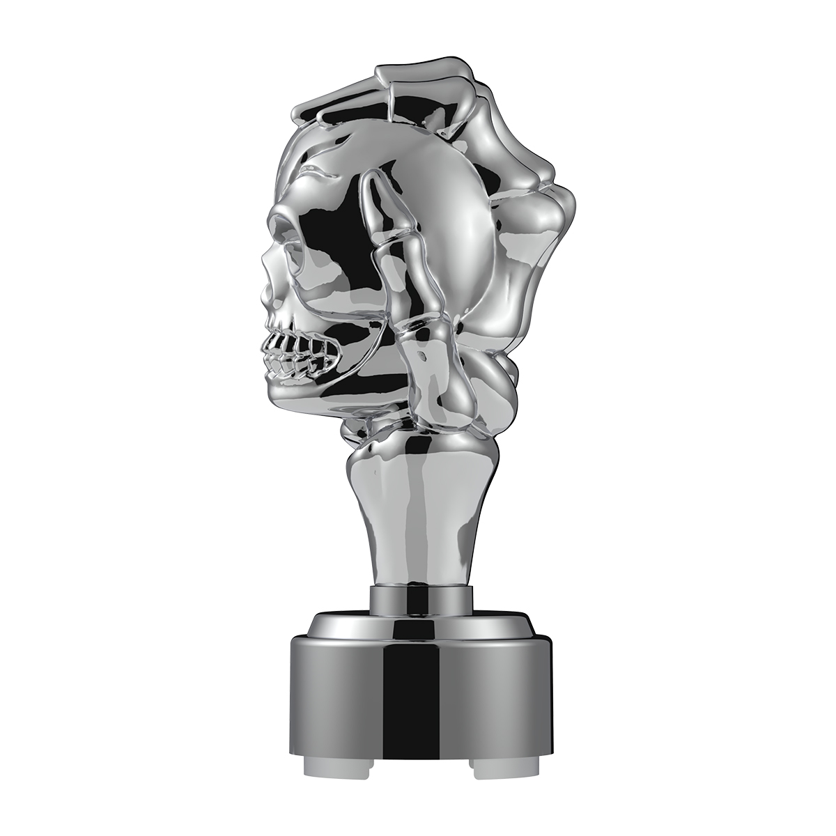 Thread-On Skull Gearshift Knob With 9/10 Speed Adapter - Chrome - Thumbnail 3
