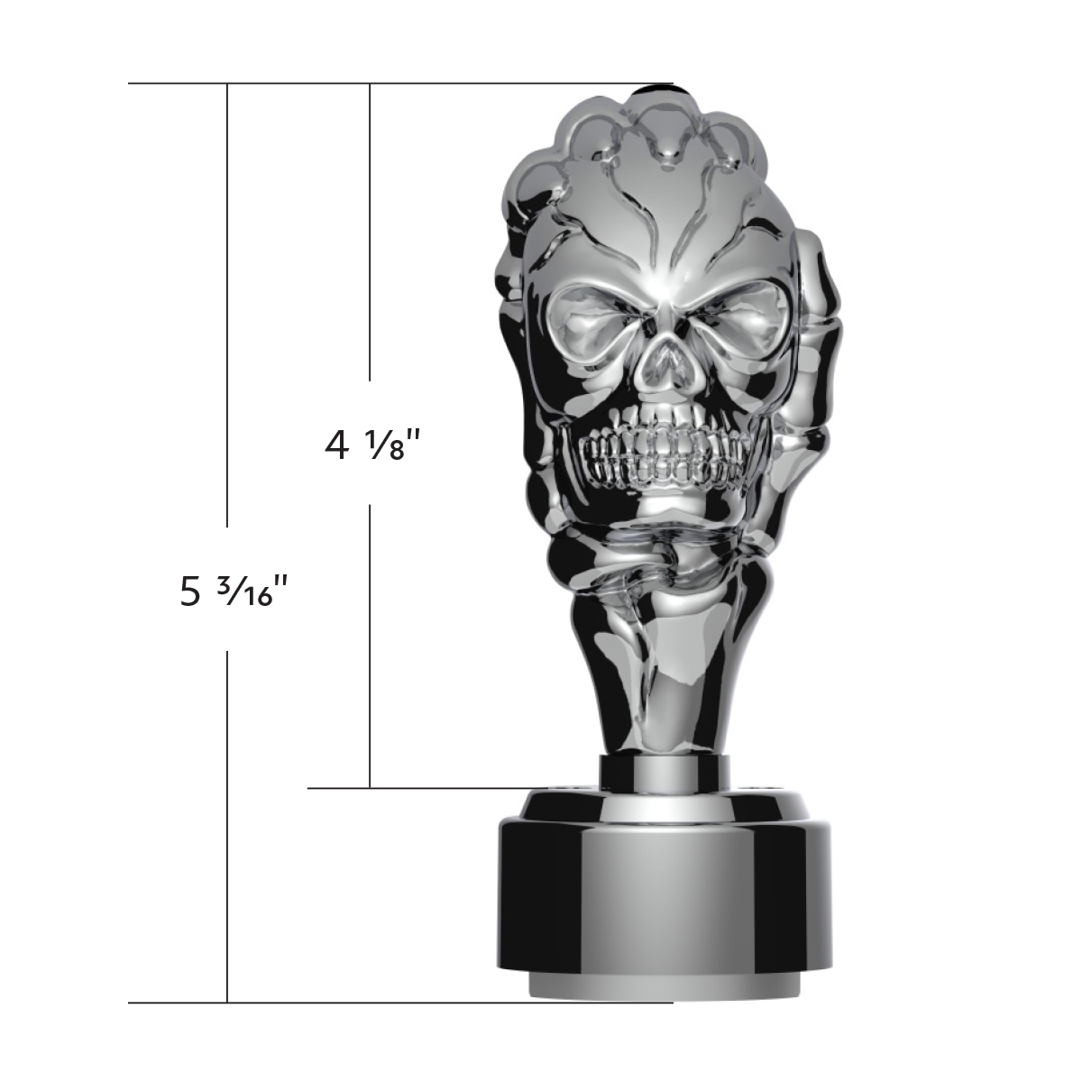 Thread-On Skull Gearshift Knob With 9/10 Speed Adapter - Chrome - Thumbnail 9
