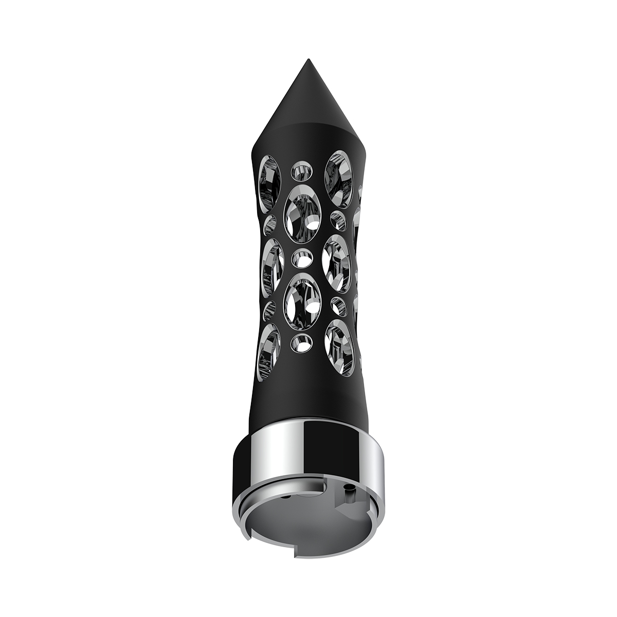 M30X3.5 Thread-On Daytona Style Spike Gearshift Knob With Chrome 9/10 Speed Adapter - Black/Vertical - Thumbnail 3