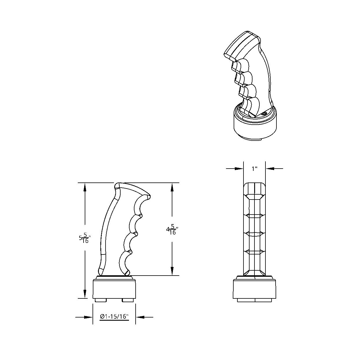 Thread-On Pistol Grip Gearshift Knob With Chrome 9/10 Speed Adapter - Chrome - Thumbnail 8