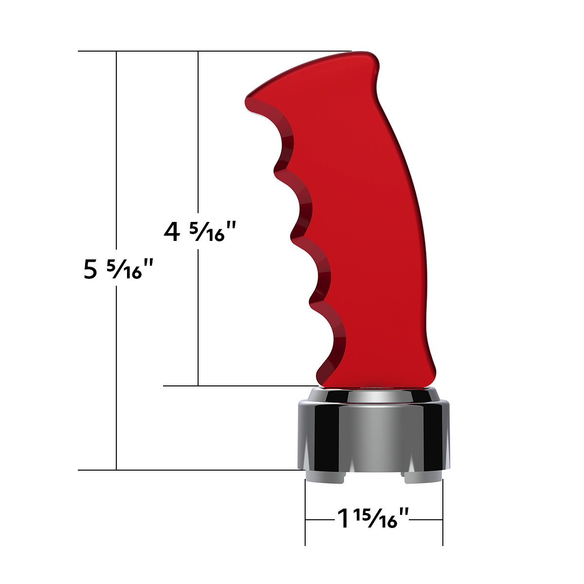 Thread-On Pistol Grip Gearshift Knob With Chrome 9/10 Speed Adapter - Candy Red - Thumbnail 7