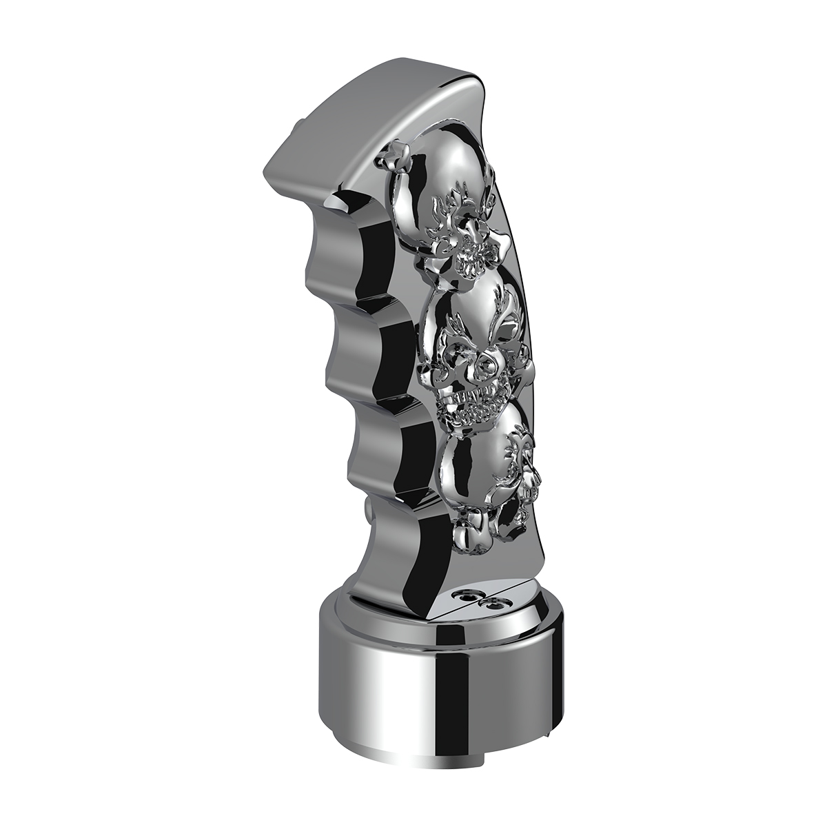 Thread-On Skulls Pistol Grip Gearshift Knob With Chrome 9/10 Speed Adapter - Chrome - Thumbnail 2