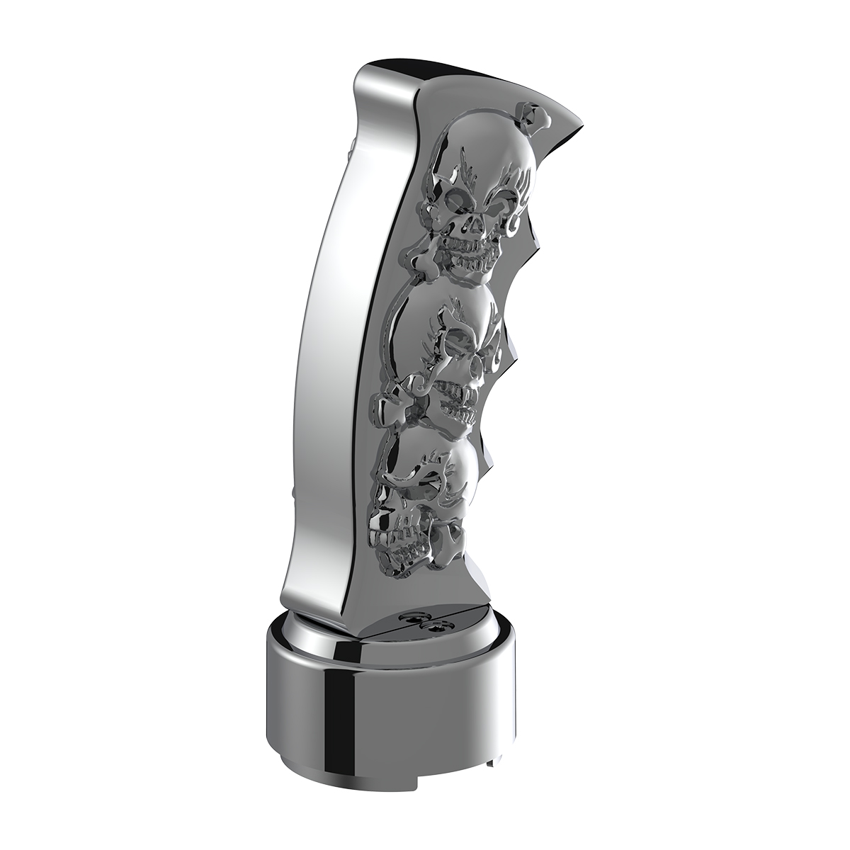 Thread-On Skulls Pistol Grip Gearshift Knob With Chrome 9/10 Speed Adapter - Chrome - Thumbnail 4
