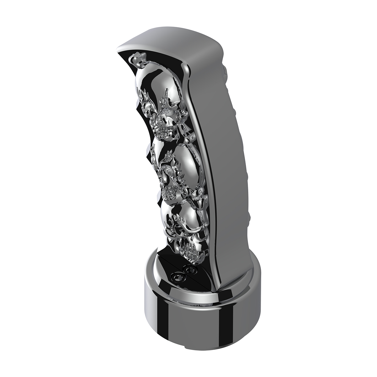 Thread-On Skulls Pistol Grip Gearshift Knob With Chrome 9/10 Speed Adapter - Chrome - Thumbnail 5