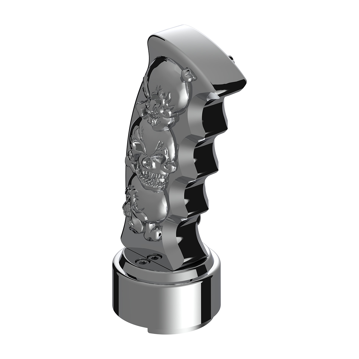 Thread-On Skulls Pistol Grip Gearshift Knob With Chrome 9/10 Speed Adapter - Chrome - Thumbnail 10