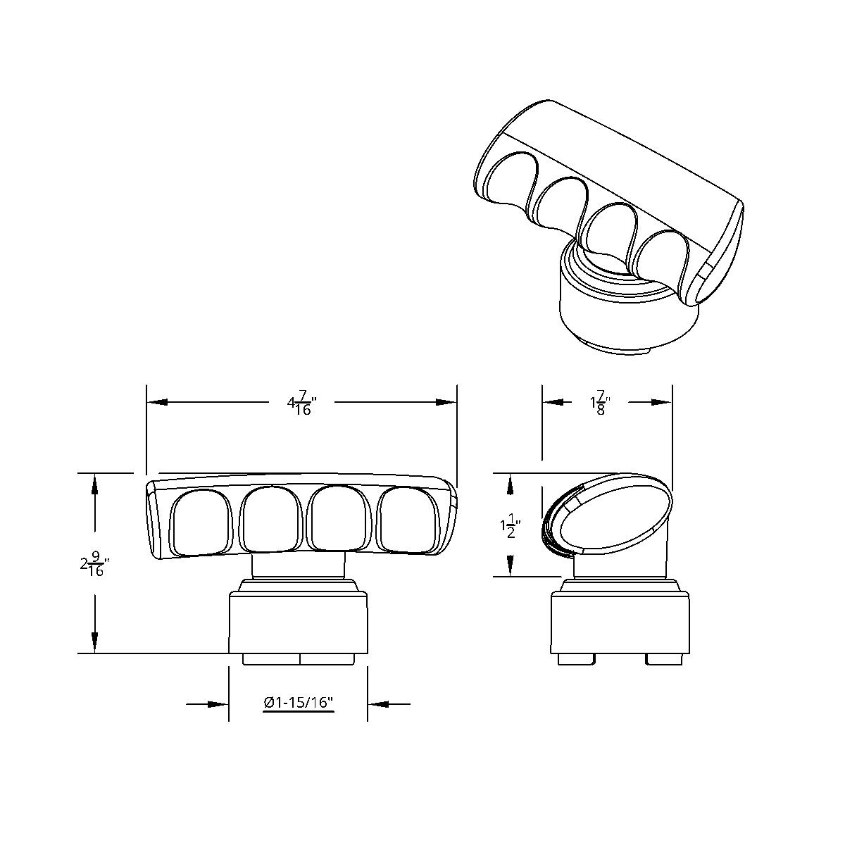 Thread-On T-Shape Gearshift Knob With Chrome 9/10 Speed Adapter - Chrome - Thumbnail 6