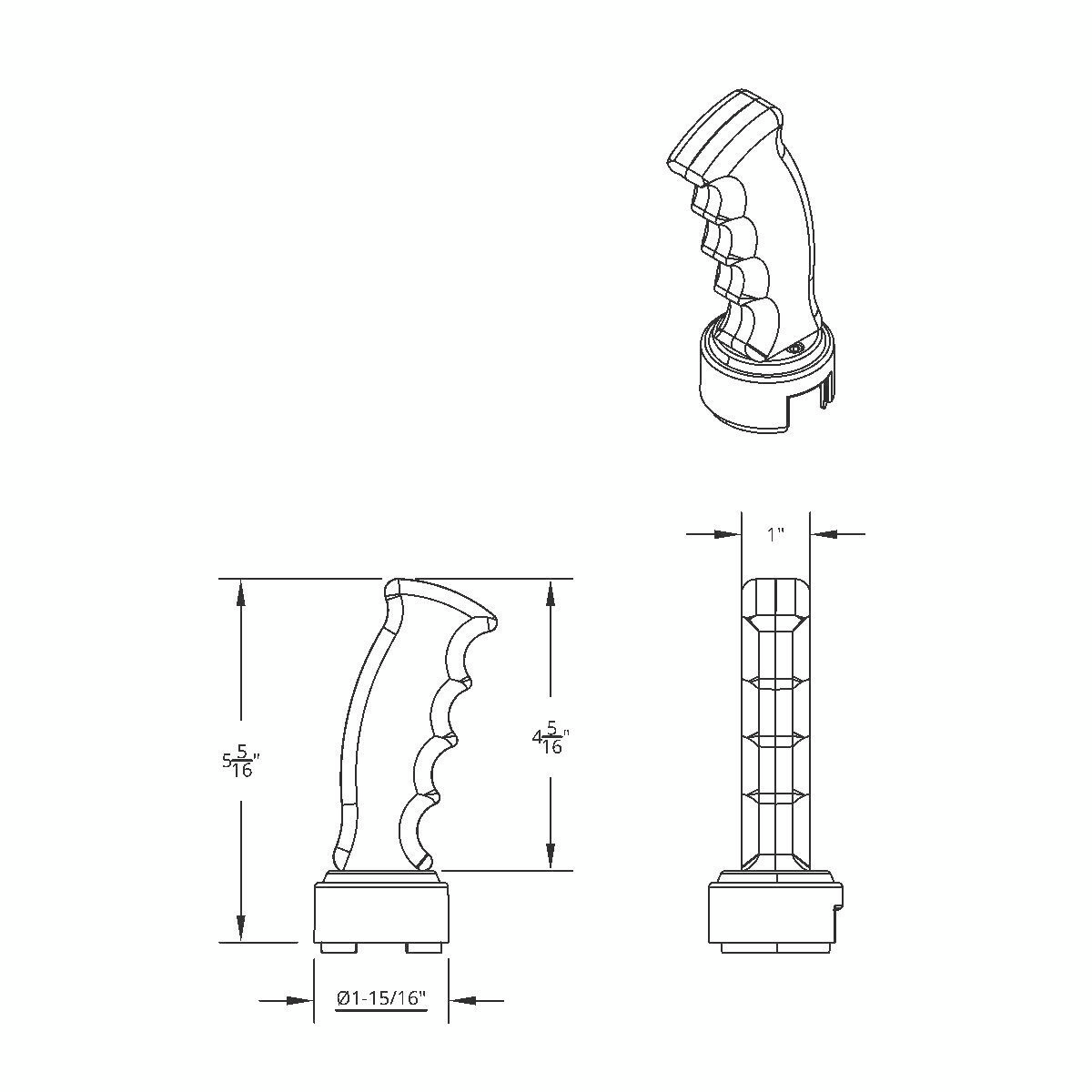 Thread-On Pistol Grip Gearshift Knob With Chrome 13/15/18 Speed Adapter - Chrome - Thumbnail 6