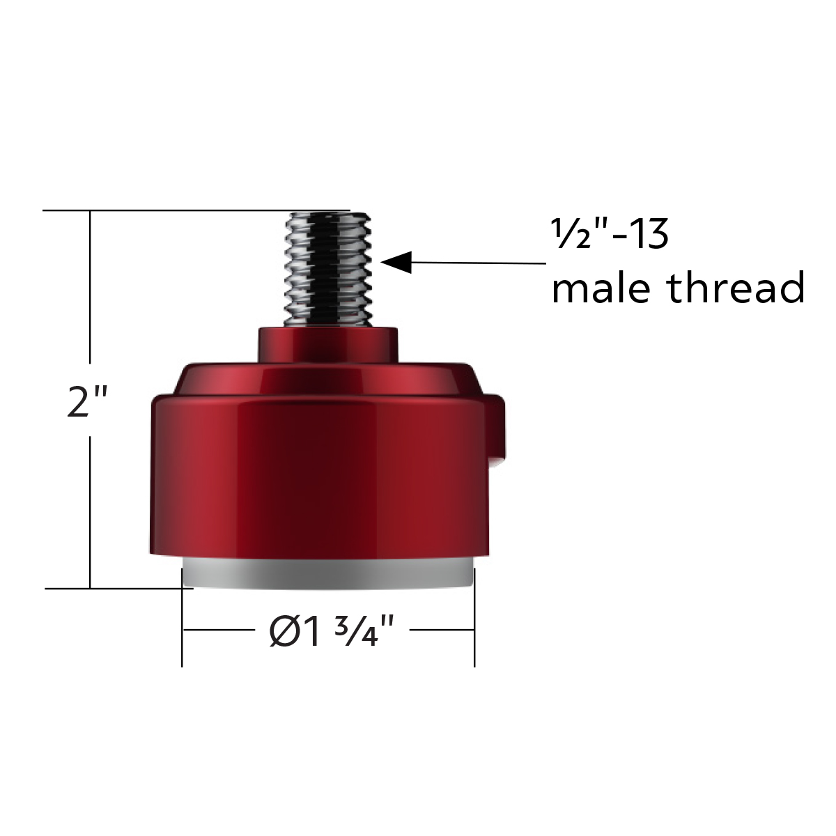 1/2"-13 Thread-On Shift Knob Mounting Adapter For Eaton Fuller Style 13/15/18 Shifter - Candy Red (Bulk) - Thumbnail 5