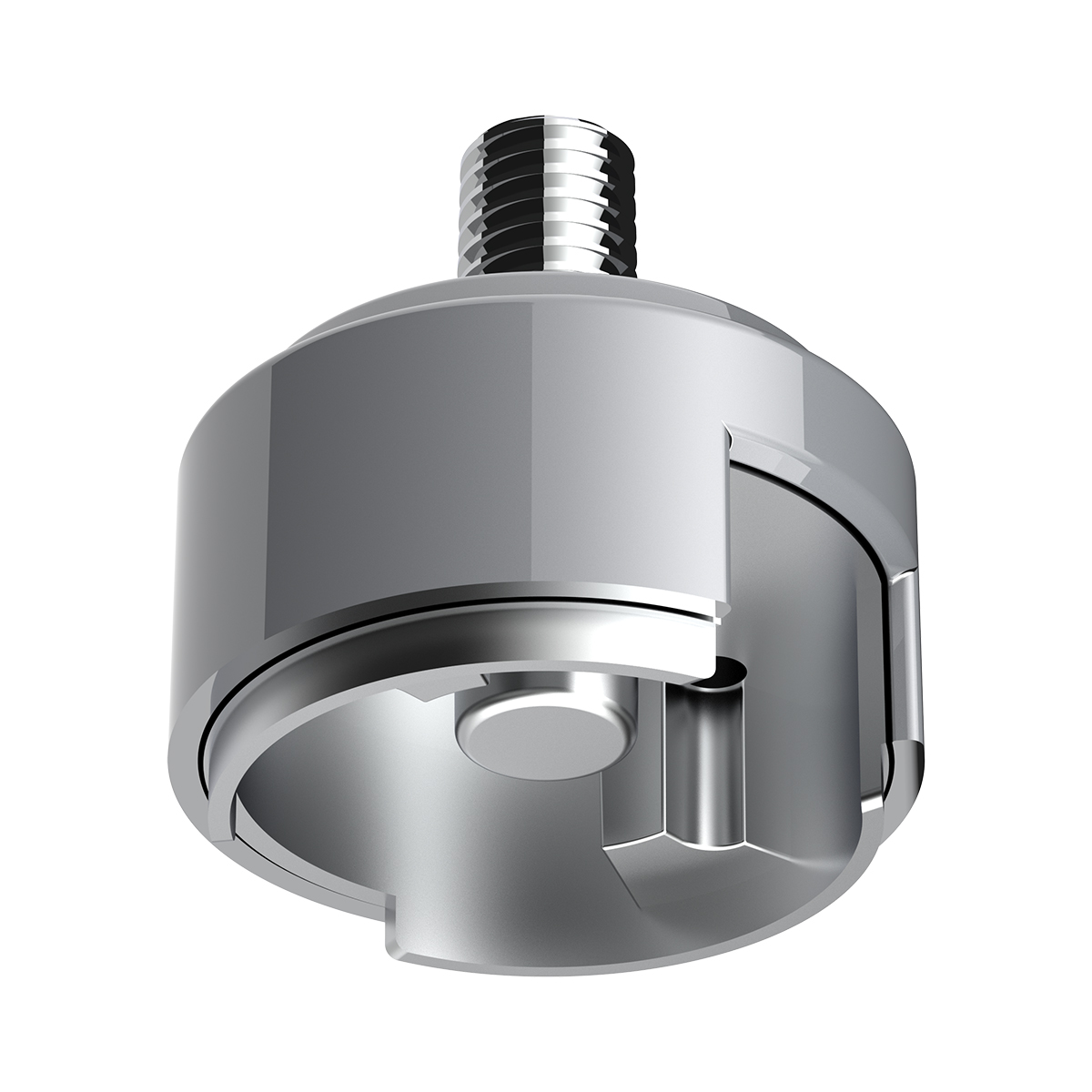 1/2"-13 Thread-On Shift Knob Mounting Adapter For Eaton Fuller Style 13/15/18 Shifter - Liquid Silver (Bulk) - Thumbnail 3