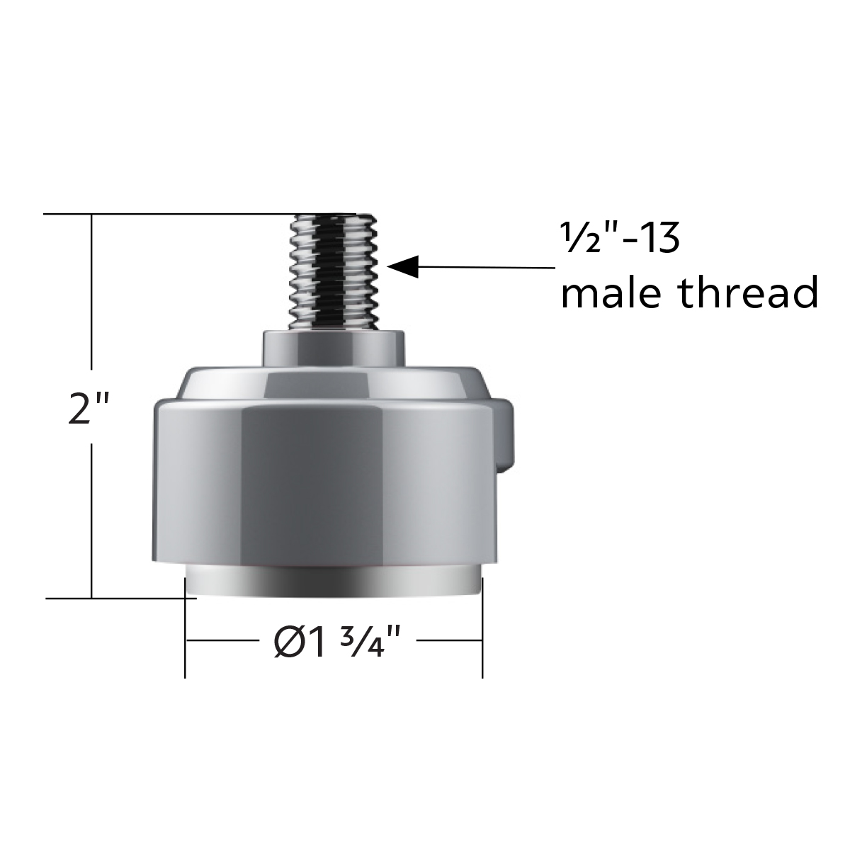 1/2"-13 Thread-On Shift Knob Mounting Adapter For Eaton Fuller Style 13/15/18 Shifter - Liquid Silver (Bulk) - Thumbnail 5