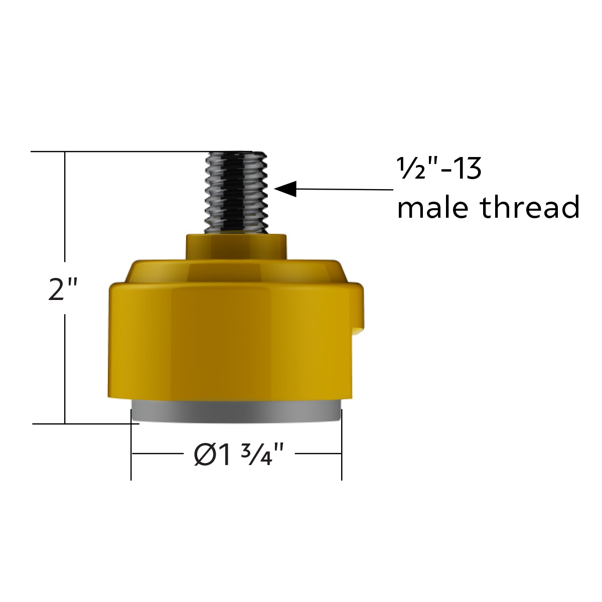 1/2"-13 Thread-On Shift Knob Mounting Adapter For Eaton Fuller Style 13/15/18 Shifter - Electric Yellow (Bulk) - Thumbnail 5