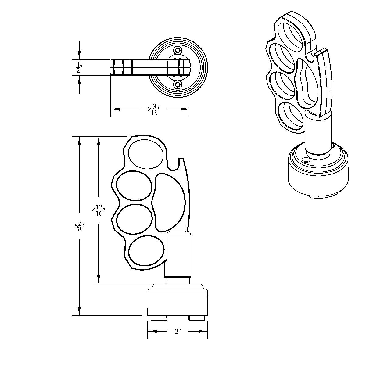 Thread-On Knuckle Gearshift Knob With Chrome 9/10 Speed Adapter - Chrome - Thumbnail 9