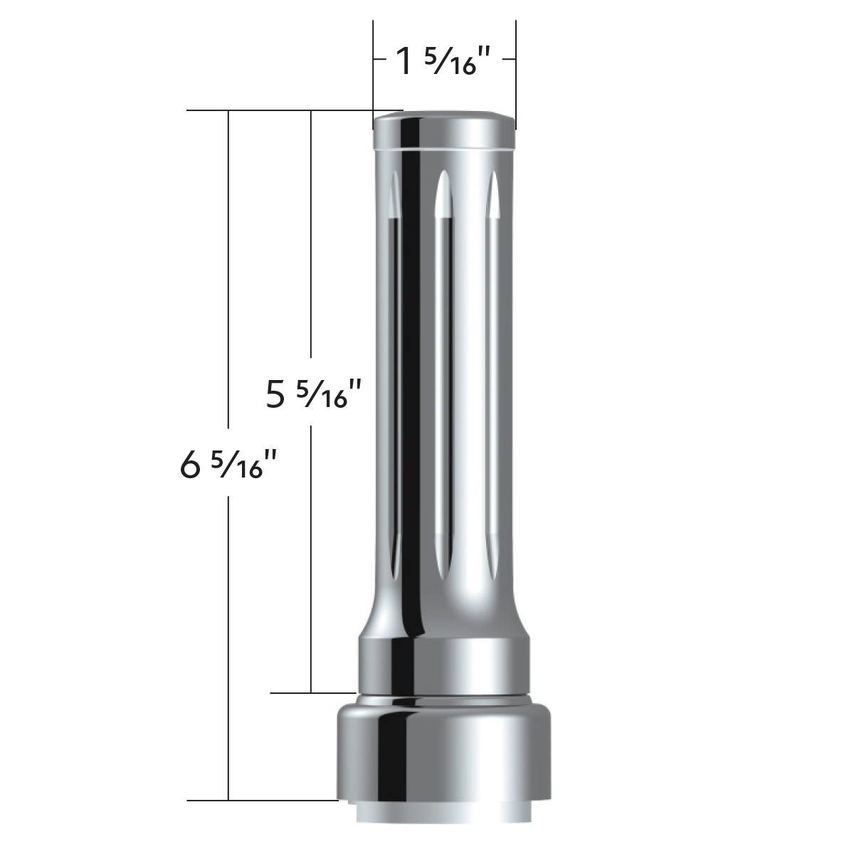 Thread-On Dallas Style Gearshift Knob With 9/10 Speed Adapter - Chrome/Vertical - Thumbnail 5