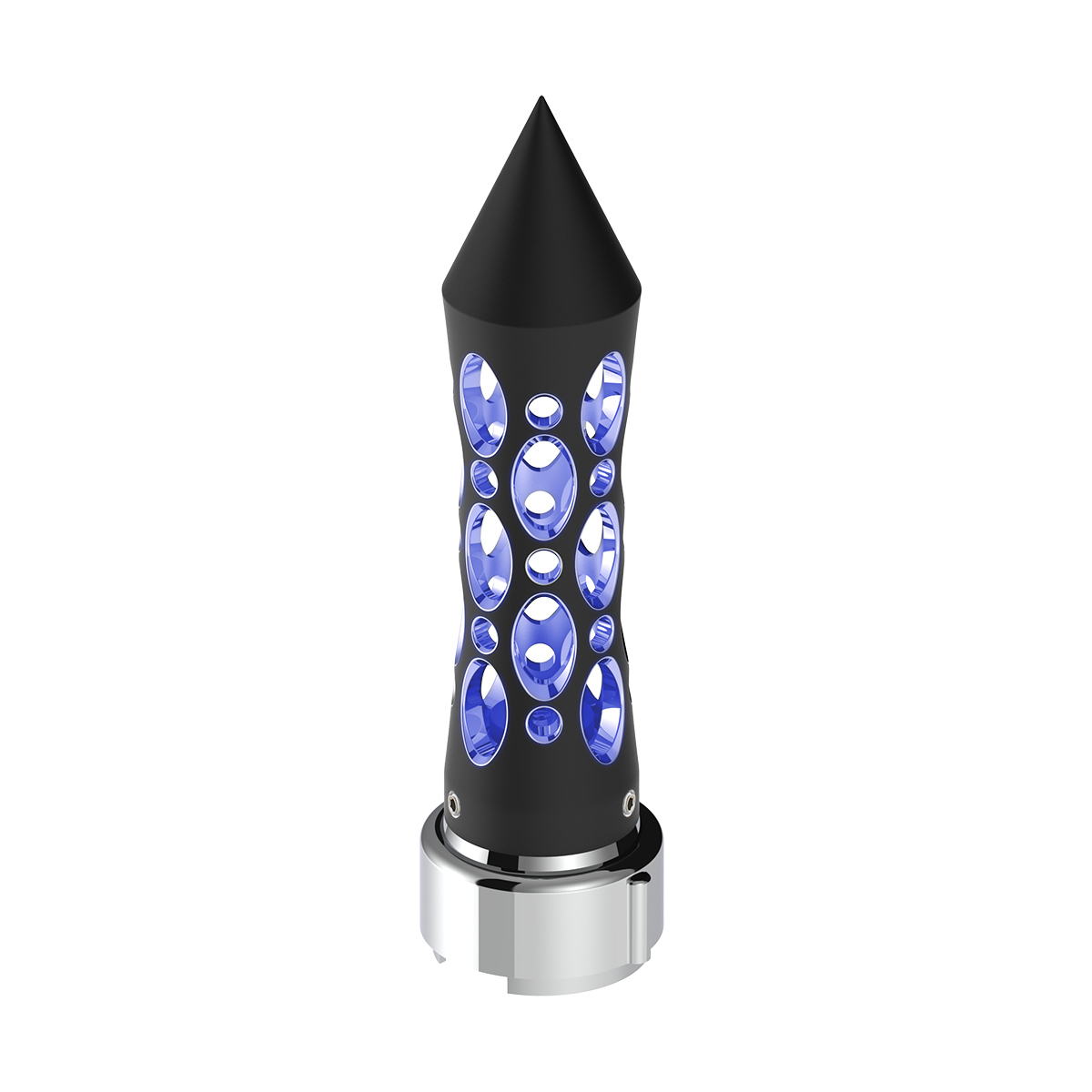 Thread-On Daytona Style Spike Gearshift Knob With LED 9/10 Speed Adapter - Black/Blue LED - Thumbnail 8