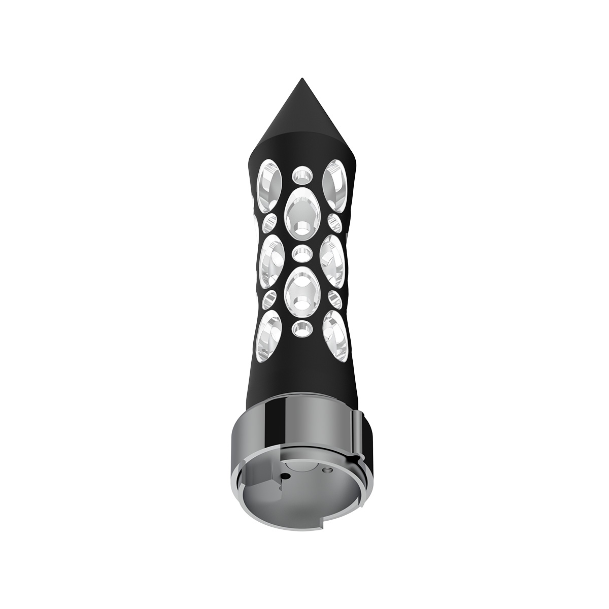 Thread-On Daytona Style Spike Gearshift Knob With LED 9/10 Speed Adapter - Black/White LED - Thumbnail 5