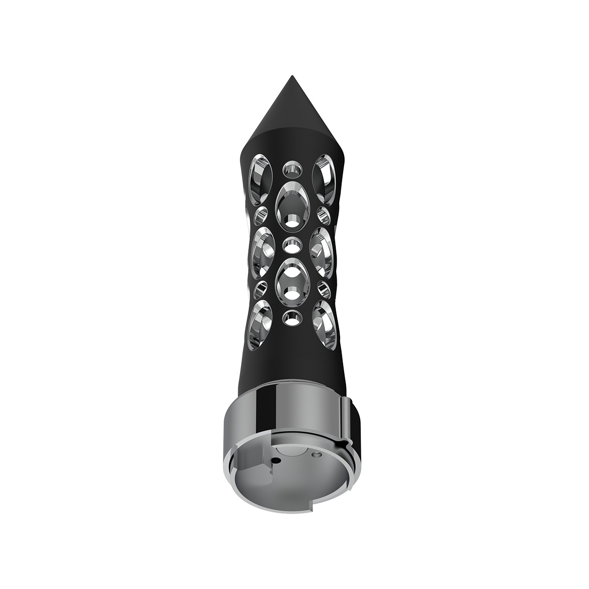 Thread-On Daytona Style Spike Gearshift Knob With LED 9/10 Speed Adapter - Black/White LED - Thumbnail 6