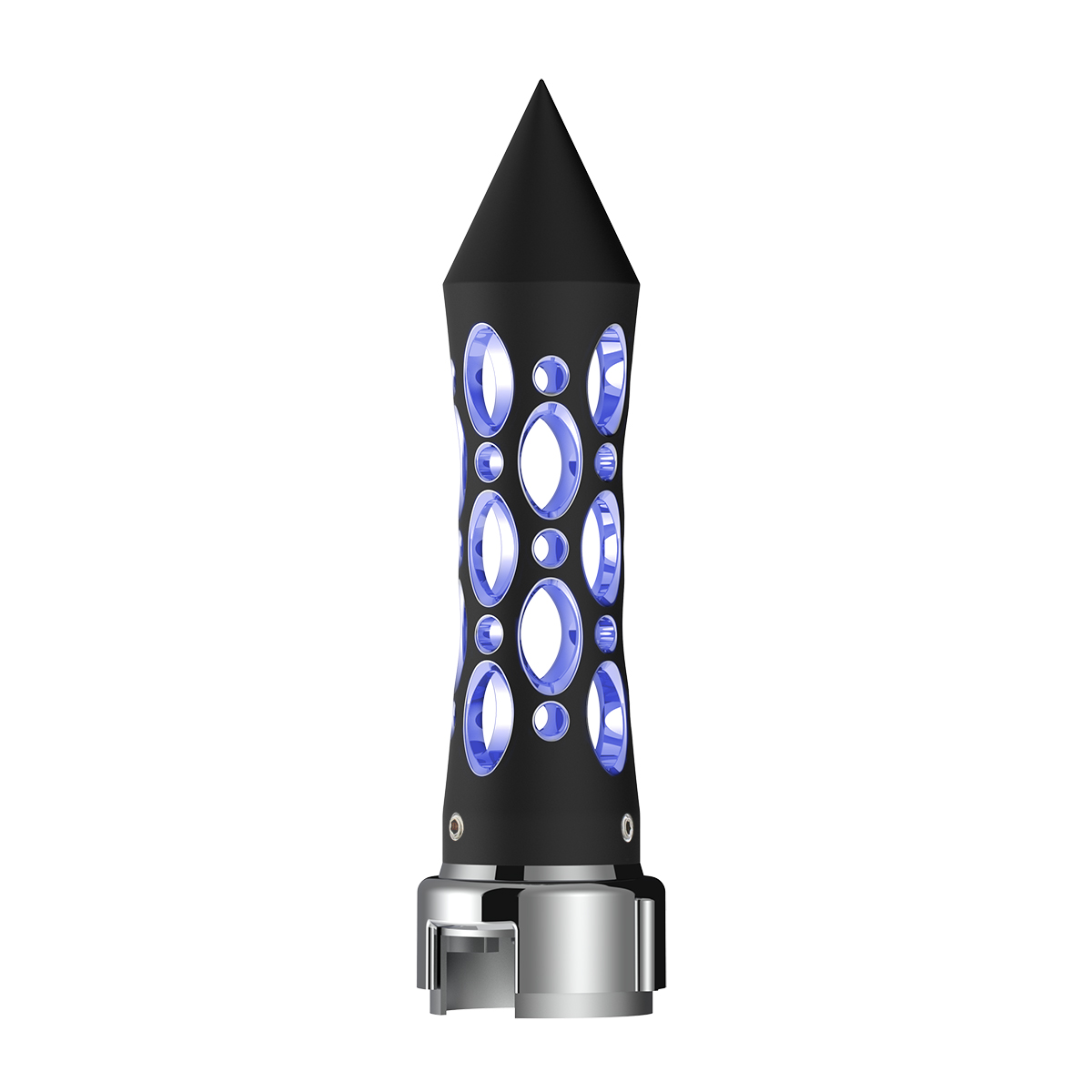 Thread-On Daytona Style Spike Gearshift Knob With LED 13/15/18 Speed Adapter - Black/Blue LED - Thumbnail 2