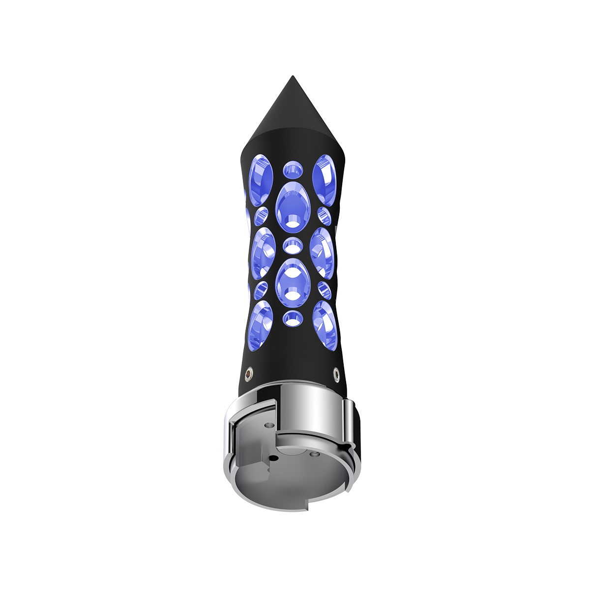 Thread-On Daytona Style Spike Gearshift Knob With LED 13/15/18 Speed Adapter - Black/Blue LED - Thumbnail 3