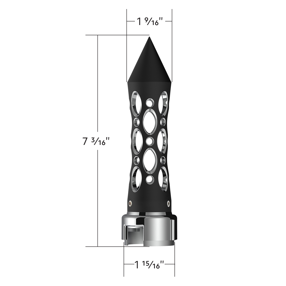Thread-On Daytona Style Spike Gearshift Knob With LED 13/15/18 Speed Adapter - Black/White LED - Thumbnail 6