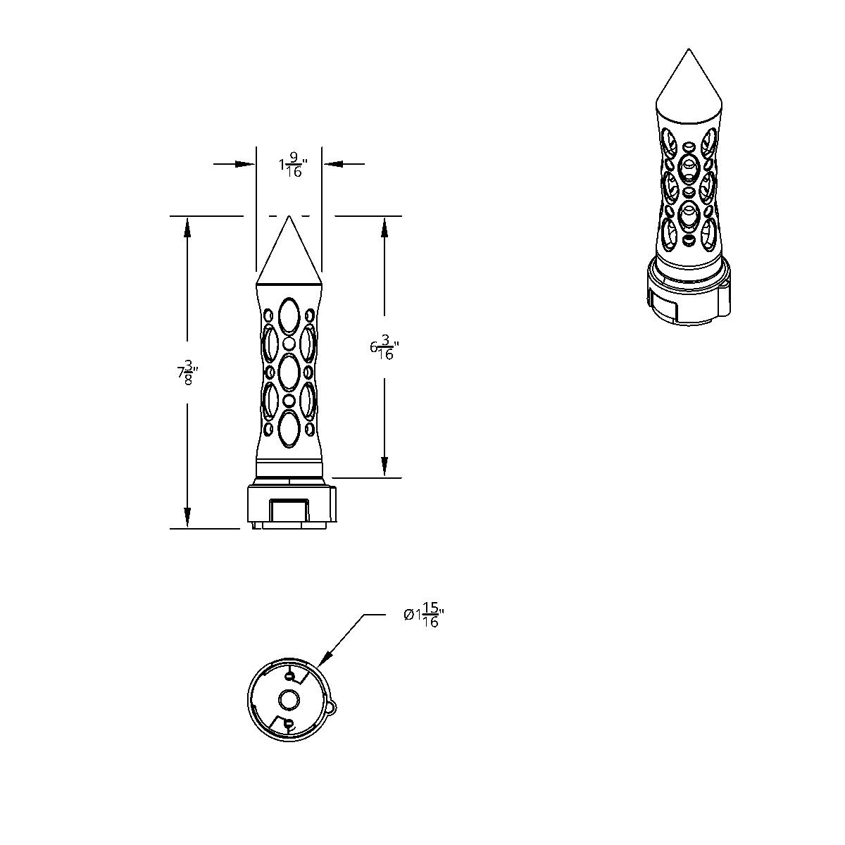 Thread-On Daytona Style Spike Gearshift Knob With LED 13/15/18 Speed Adapter - Black/White LED - Thumbnail 9