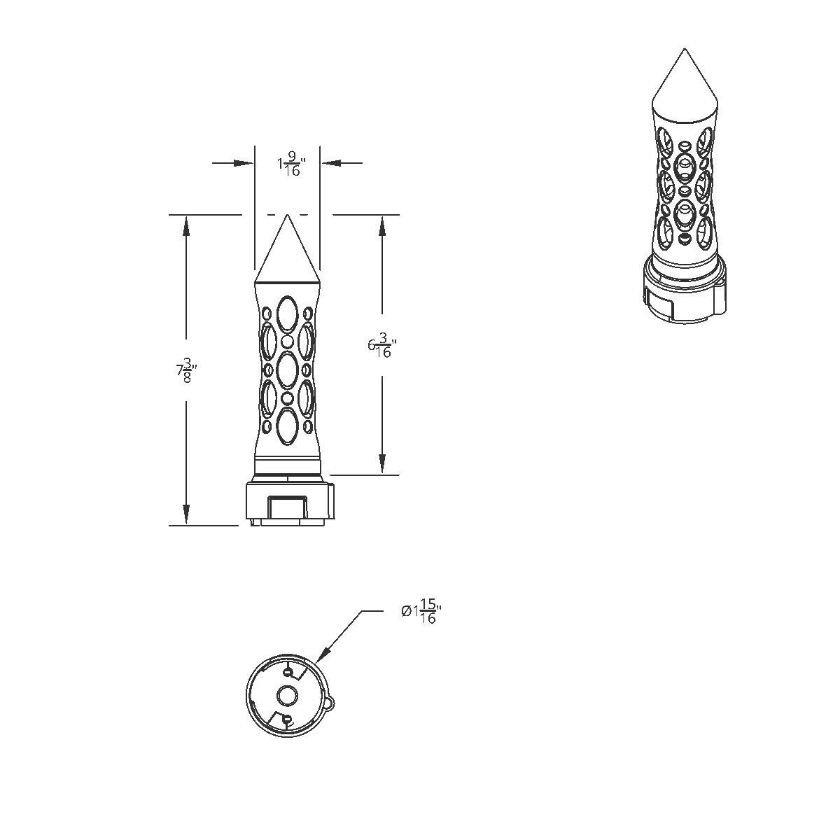 Thread-On Daytona Style Spike Gearshift Knob With LED 13/15/18 Speed Adapter - Chrome/Amber LED - Thumbnail 8