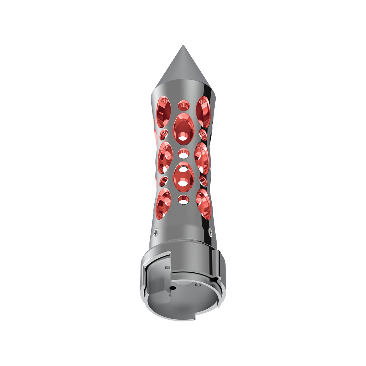 Thread-On Daytona Style Spike Gearshift Knob With LED 13/15/18 Speed Adapter - Chrome/Red LED - Thumbnail 3