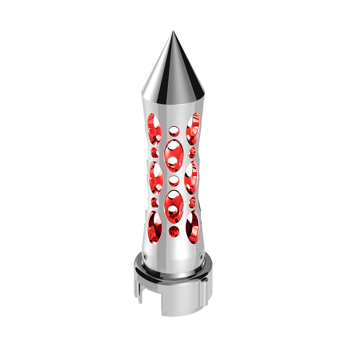 Thread-On Daytona Style Spike Gearshift Knob With LED 13/15/18 Speed Adapter - Chrome/Red LED - Thumbnail 9