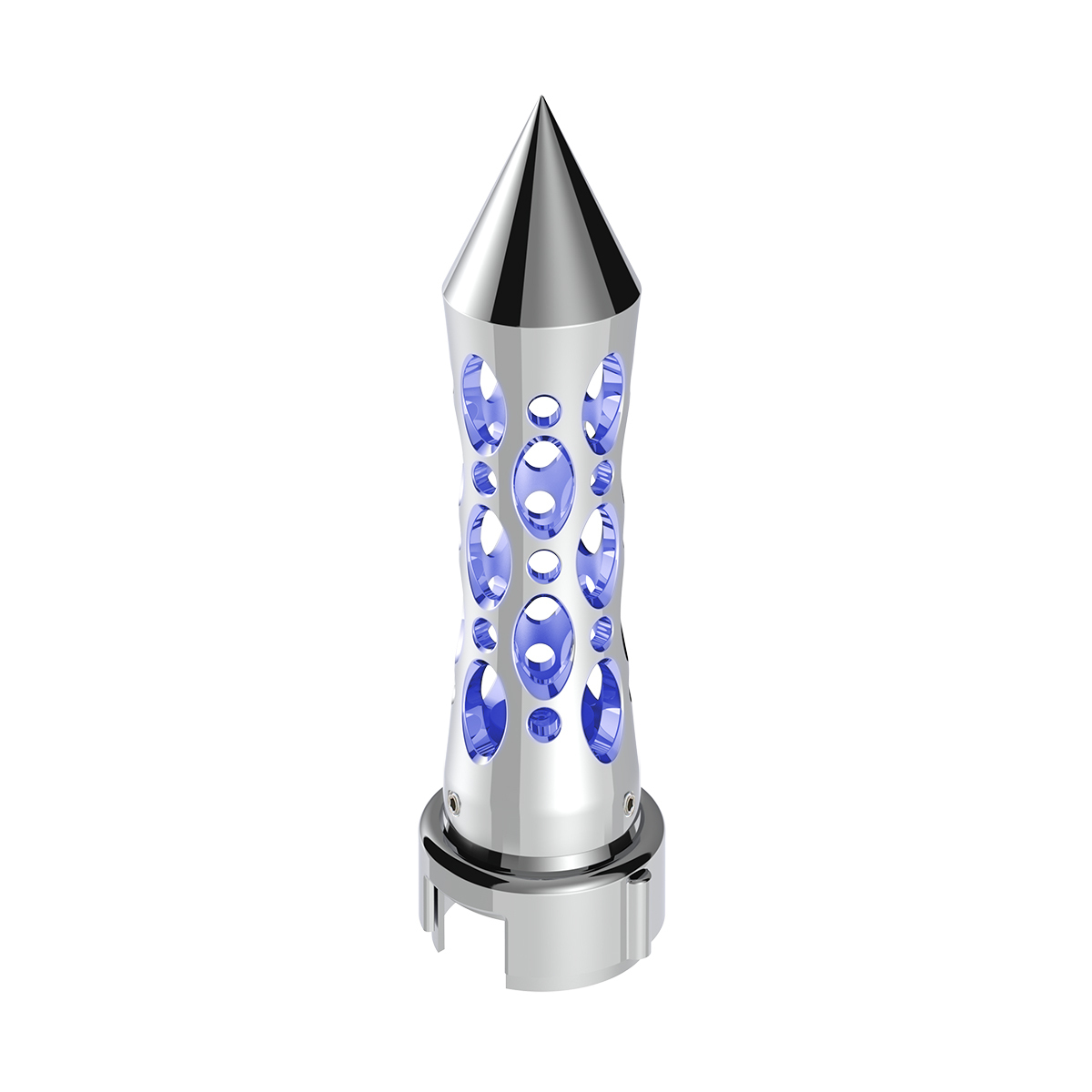Thread-On Daytona Style Spike Gearshift Knob With LED 13/15/18 Speed Adapter - Chrome/Blue LED - Thumbnail 9