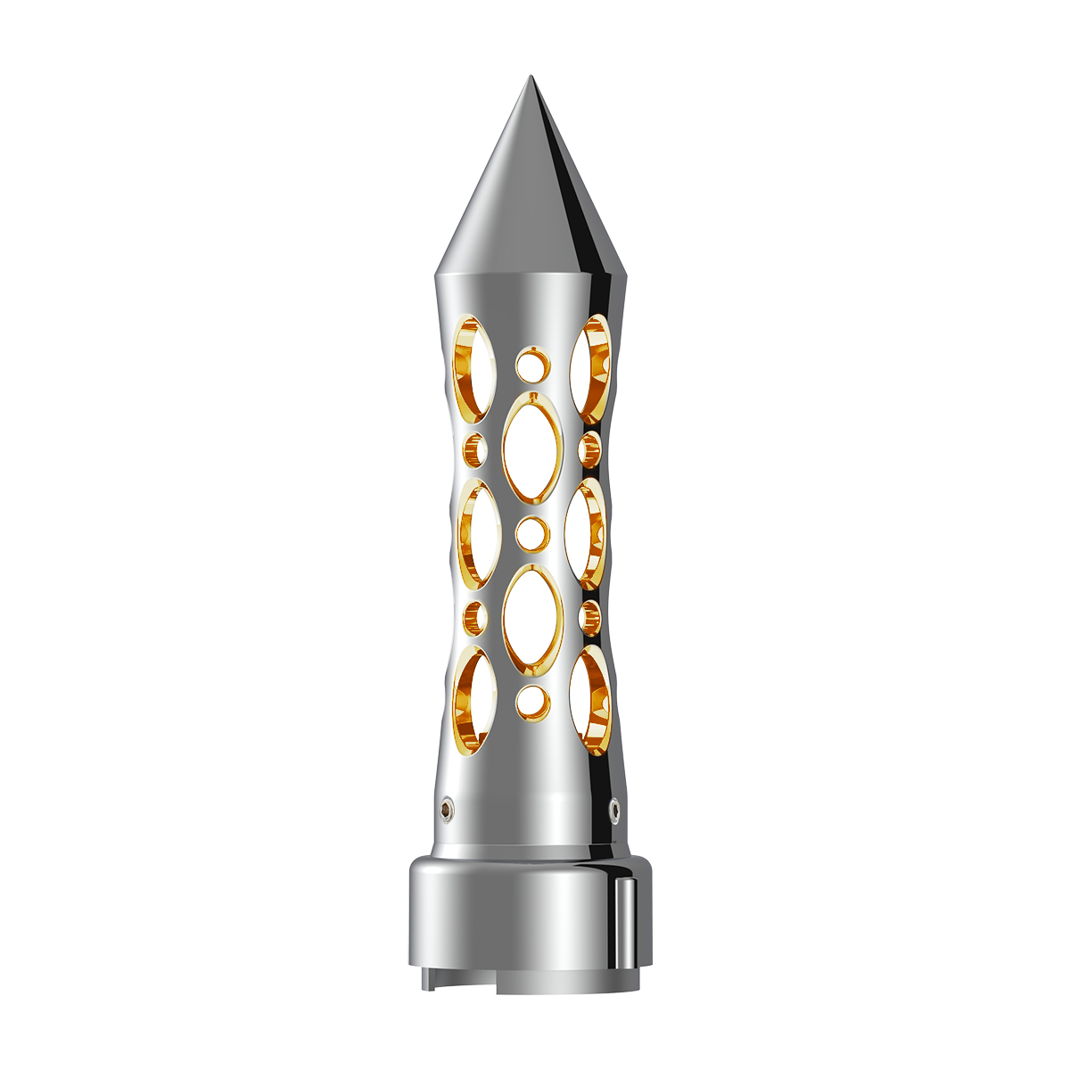 Thread-On Daytona Style Spike Gearshift Knob With LED 9/10 Speed Adapter - Chrome/Amber LED - Thumbnail 2