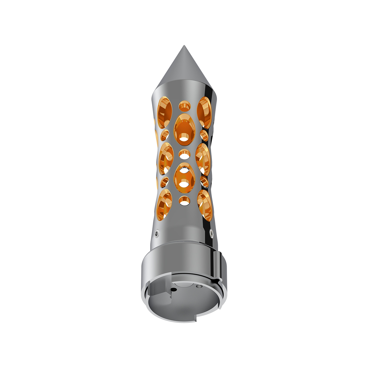 Thread-On Daytona Style Spike Gearshift Knob With LED 9/10 Speed Adapter - Chrome/Amber LED - Thumbnail 3