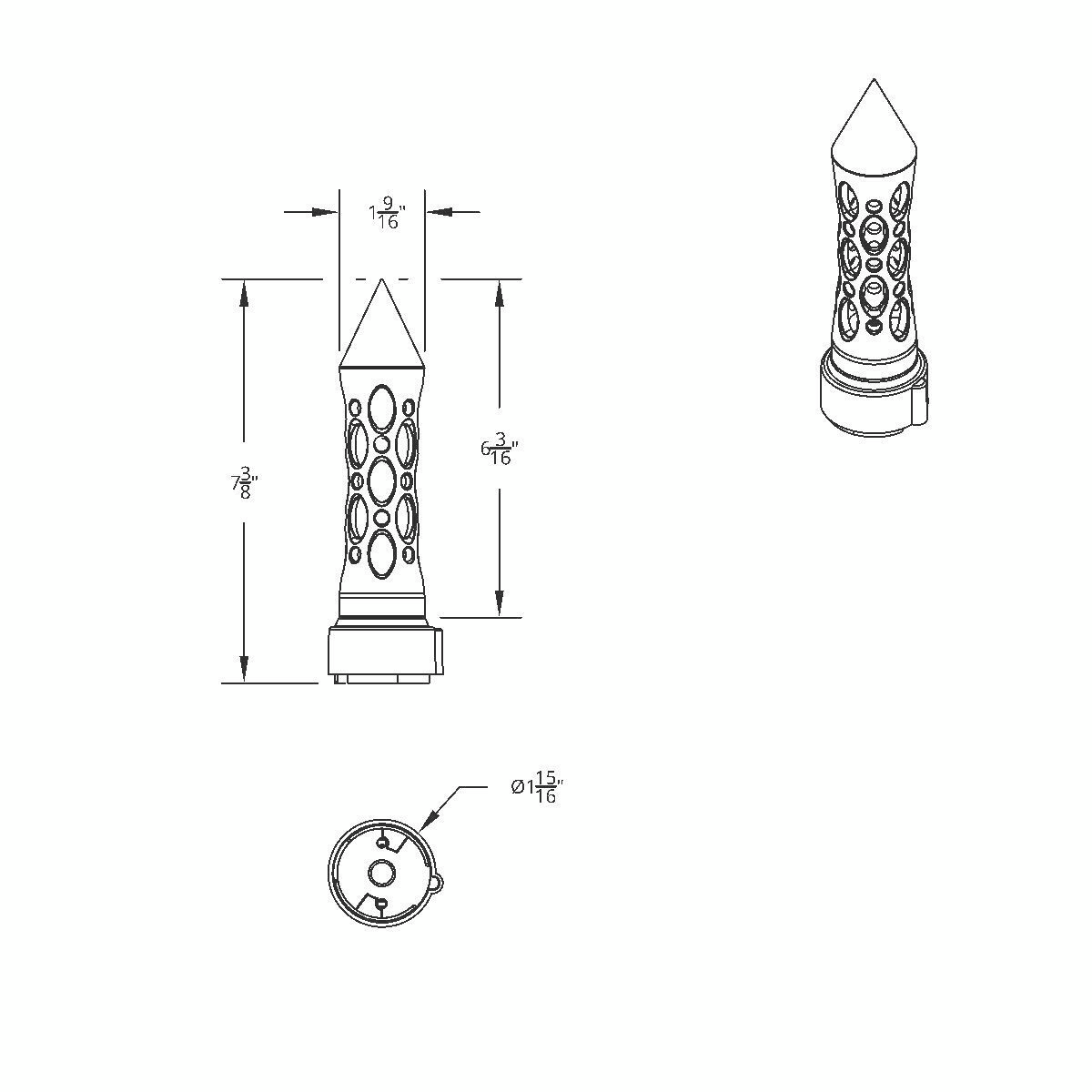 Thread-On Daytona Style Spike Gearshift Knob With LED 9/10 Speed Adapter - Chrome/Red LED - Thumbnail 7